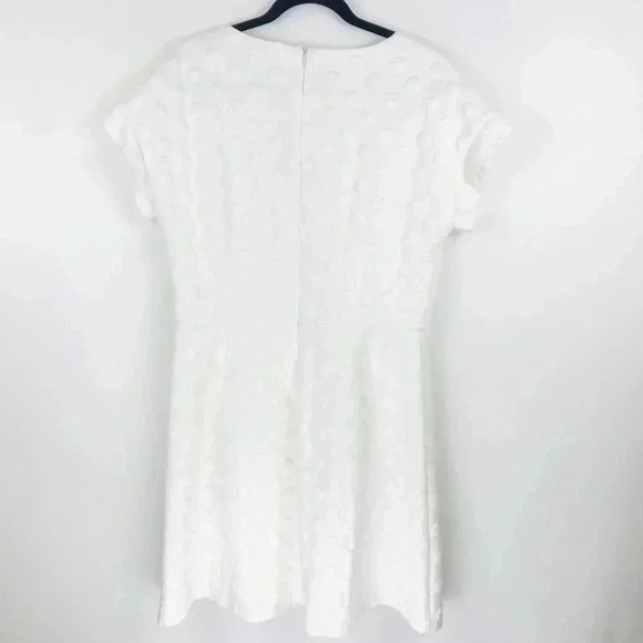 Boden Winter White Ivory Fit n Flare Polka Dot Textured Dress 12 - Picture 4 of 7